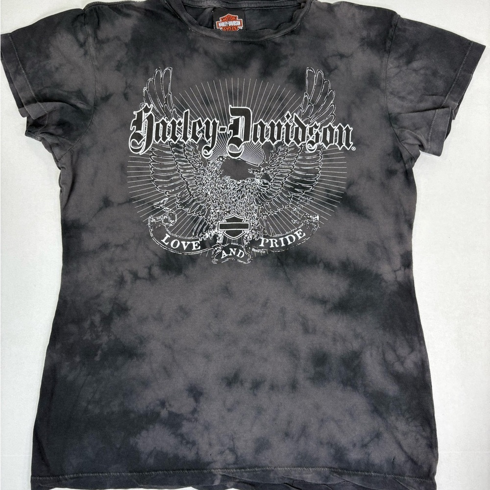 Harley-Davidson Dallas Love and Pride Women's T-Shirt Black Tie-Dye Medium